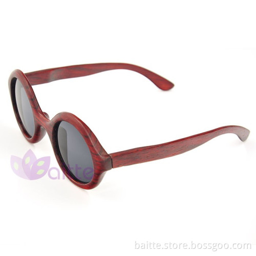 Unisex round and smal sunglasses wooden eyeglasses